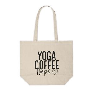 Yoga, Coffee, Naps Custom Canvas Tote Bags